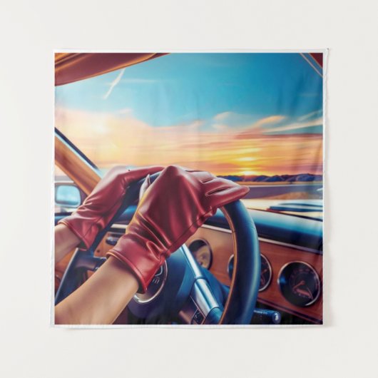 Elegante vrouwen in klassieke auto's wandkleed (Voorkant)