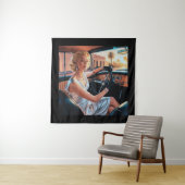 Elegante vrouwen in klassieke auto's wandkleed (In situ)