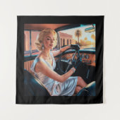 Elegante vrouwen in klassieke auto's wandkleed (Voorkant)