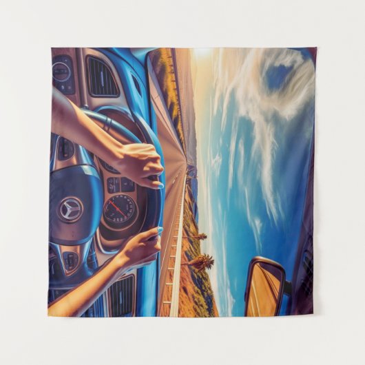 Elegante vrouwen in klassieke auto's wandkleed (Voorkant (horizontaal))