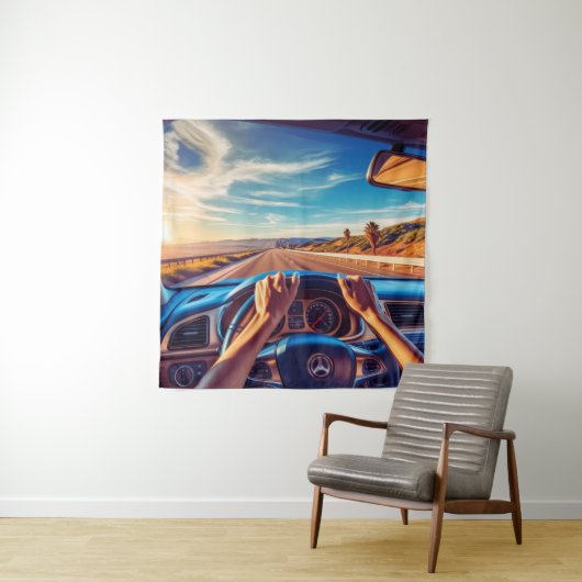 Elegante vrouwen in klassieke auto's wandkleed (In situ)