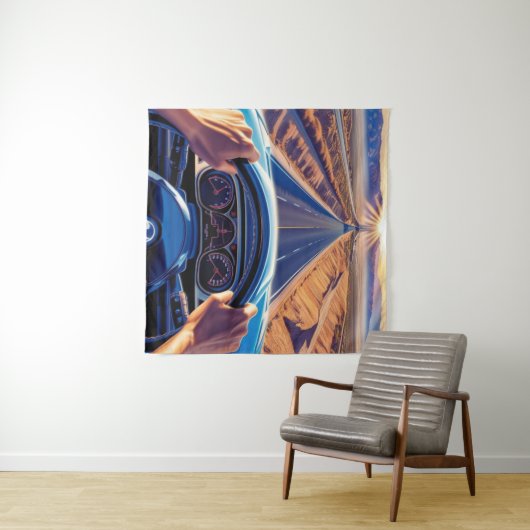 Elegante vrouwen in klassieke auto's wandkleed (In Situ (horizontaal))