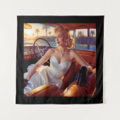 Elegante vrouwen in klassieke auto's wandkleed (Voorkant)