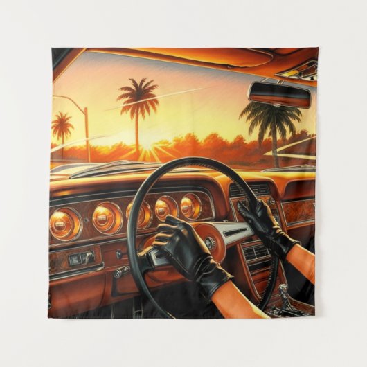 Elegante vrouwen in klassieke auto's wandkleed (Voorkant)