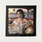 Elegante vrouwen in klassieke auto's wandkleed (Voorkant)