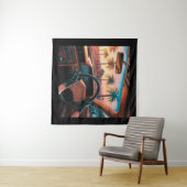 Elegante vrouwen in klassieke auto's wandkleed (In Situ (horizontaal))