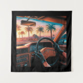 Elegante vrouwen in klassieke auto's wandkleed (Voorkant)