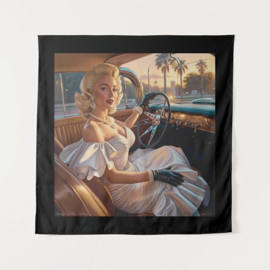 Elegante vrouwen in klassieke auto's wandkleed (Voorkant)
