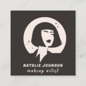 Elegante Vrouwen Logo Blush Roze & Grijs Make-up A Vierkante Visitekaartje (Voorkant)