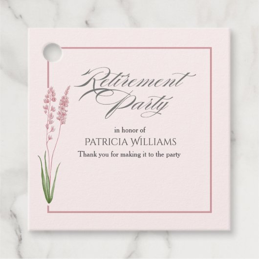 Elegante Vrouwen Pastel Wildflower Retirement Part Bedankjes Labels (Voorkant)