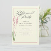 Elegante Vrouwen Pastel Wildflower Retirement Part Kaart (Staand voorkant)