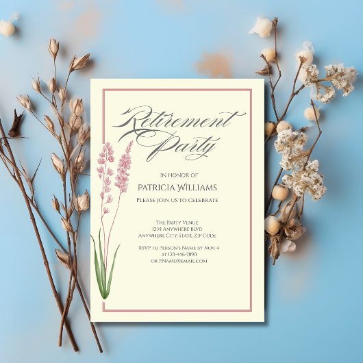 Elegante Vrouwen Pastel Wildflower Retirement Part Kaart