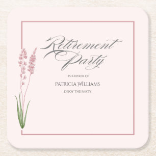 Elegante Vrouwen Pastel Wildflower Retirement Part Kartonnen Onderzetters