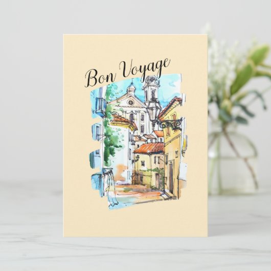 Elegante vrouwen pensioen Bon Voyage Party Kaart (Staand voorkant)