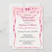 Elegante Vrouwen Pensioen Roze Bow Border Party Kaart (Voorkant)