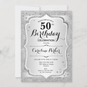 Elegante vrouwen zilveren foto 50e verjaardag kaart (Voorkant)