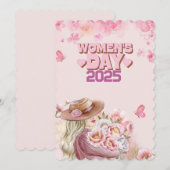 Elegante Vrouwendag 2025 met Roze Bloemen Ontwerp Kaart (Voorkant / Achterkant)
