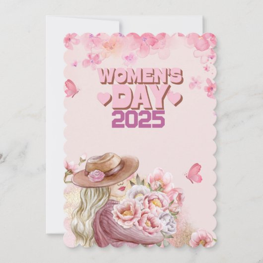 Elegante Vrouwendag 2025 met Roze Bloemen Ontwerp Kaart (Voorkant)