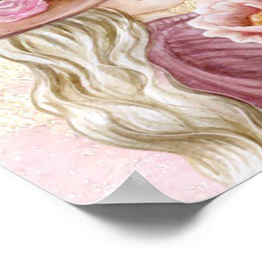 Elegante Vrouwendag 2025 met Roze Bloemen Ontwerp Poster (Hoek)