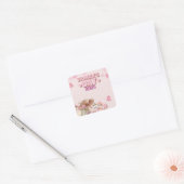 Elegante Vrouwendag 2025 met Roze Bloemen Ontwerp Vierkante Sticker (Envelop)