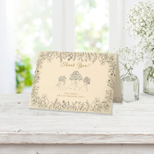 Elegante Vrouwendag Viering Geschiedenis Floral Bedankkaart