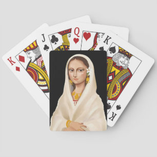 Elegante vrouwenportret Culturele kunstillustrat Pokerkaarten