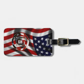 Elegante VS Vlag Achtergrond en Vorm Monogram Bagagelabel (Voorkant horizontaal)