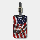 Elegante VS Vlag Achtergrond en Vorm Monogram Bagagelabel (Voorkant verticaal)