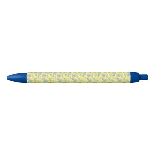 Elegante vulpen met wilde bloemengele inkt zwarte inkt pen (Voorkant)