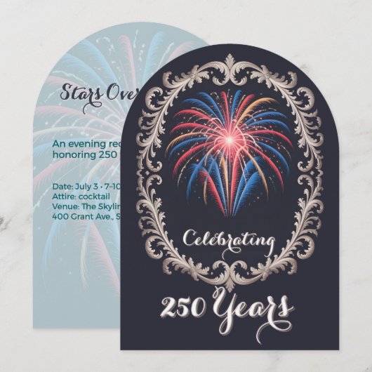 Elegante Vuurwerk 250 Jaar Feest QR Code Kaart (Voorkant / Achterkant)