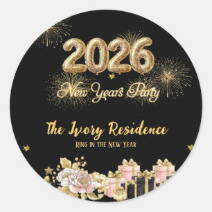 Elegante Vuurwerk Nieuwjaar Ronde Sticker