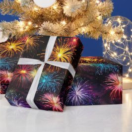 Elegante vuurwerkregenboog op zwarte achtergrond cadeaupapier