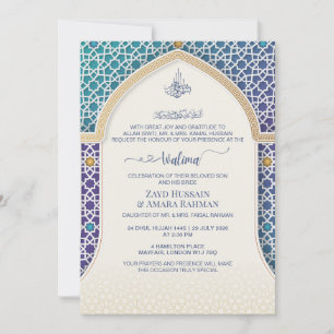 Elegante Walima-uitnodiging – Blauwgroen & turquoi Kaart