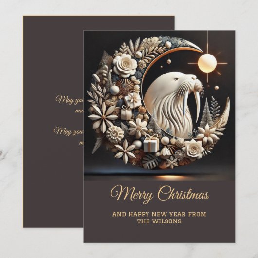 Elegante Walrus kerstvakantie Kaart (Voorkant / Achterkant)