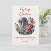 Elegante Walrus Vrolijke Kerstvakantie Kaart (Staand voorkant)