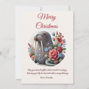 Elegante Walrus Vrolijke Kerstvakantie Kaart
