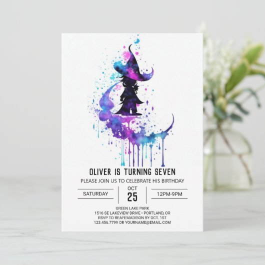 Elegante Wand Wielder Verjaardag Kaart (Staand voorkant)