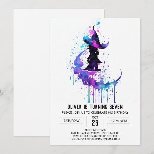 Elegante Wand Wielder Verjaardag Kaart (Voorkant / Achterkant)