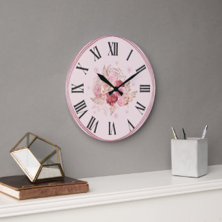 Elegante wandklok met helder bloemontwerp