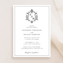 Elegante Wapen Initialen Trouwkaart