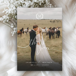 Elegante Wapen Monogram 2 Foto Bedankkaart