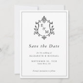 Elegante Wapen Monogram Huwelijk Save The Date (Voorkant)