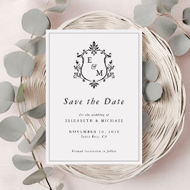 Elegante Wapen Monogram Huwelijk Save The Date
