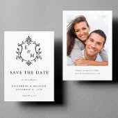 Elegante Wapeninitialen Foto Bruiloft Save The Date