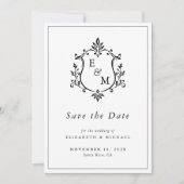 Elegante Wapeninitialen Foto Bruiloft Save The Date (Voorkant)