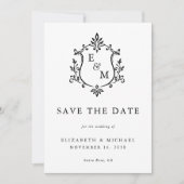 Elegante Wapeninitialen Foto Bruiloft Save The Date (Voorkant)