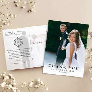 Elegante Wapeninitialen Foto Huwelijkskaart Briefkaart
