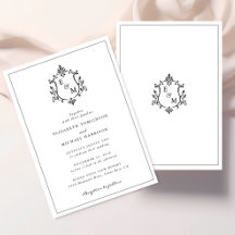 Elegante Wapeninitialen Trouwkaart
