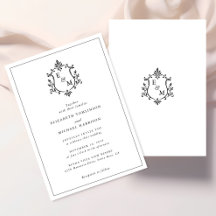 Elegante Wapeninitialen Trouwkaart