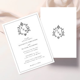 Elegante Wapeninitialen Trouwkaart Kaart